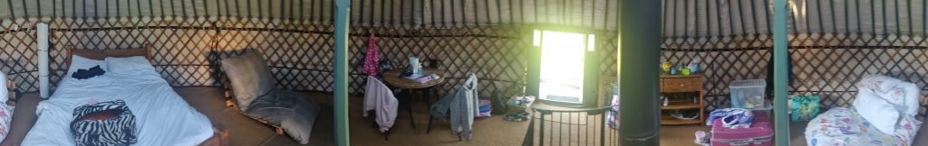 Inside 360 degree view of the yurt