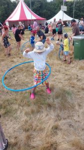 Hula-hooping in the Enchanted Garden