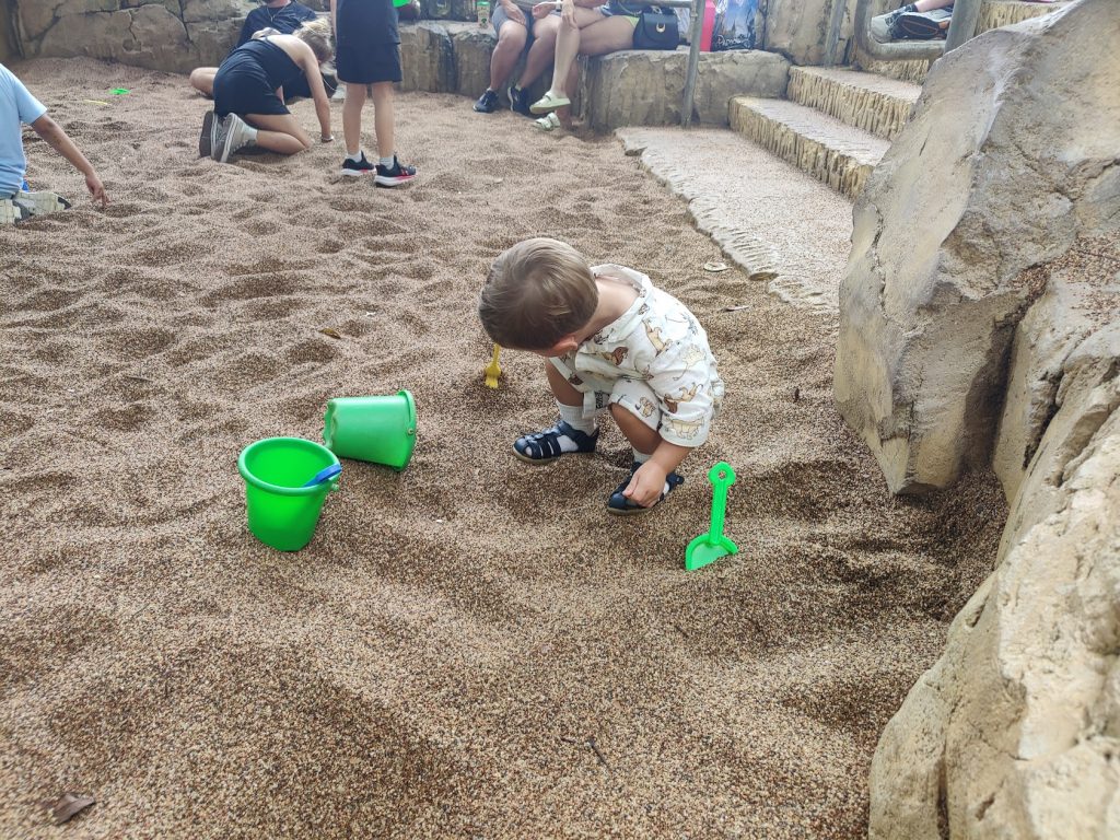 toddler playing in the dig site